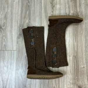 Ugg Brown classic cardy button sweater boots size 6